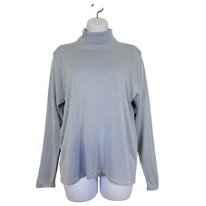 Bridgewater Classics 100% Silk Light Blue Turtleneck Sweater Women’s M